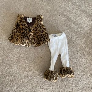 MudPie Leopard Cheetah Vest & leggings Sz 12 18 Mo